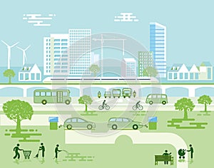 Green ecological city illustration