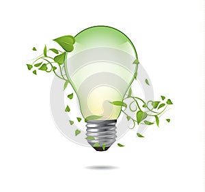 Green ecology bulb concept. Environment vector illustration.