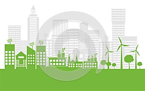 Green ecology city help the world with eco-friendly concept ideas,Vector Illustration