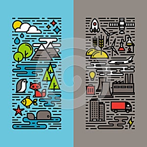 Green, ecology and environment line icons set