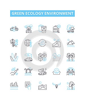 Green ecology environment vector line icons set. Eco-friendly, Green, Ecology, Recycling, Nature, Conservation