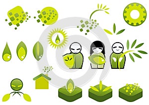 Green ecology icon set