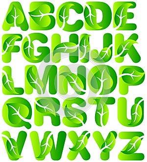 Green Ecology Leaf Alphabet/eps