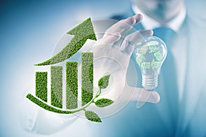 Green economy growth concept with businessman