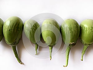 Green eggplant, Kantakari, reen brinjal on the white background