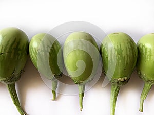 Green eggplant, Kantakari, reen brinjal on the white background