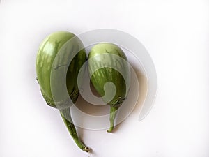 Green eggplant, Kantakari, reen brinjal on the white background. Fruit vegetable.