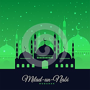 Green eid milad un nabi festival card design