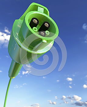 Green electric car charging cable 3d render