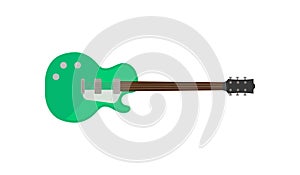 Green electric guitar, rock music instrument vector Illustration on a white background