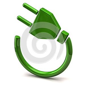 Green electric plug icon photo