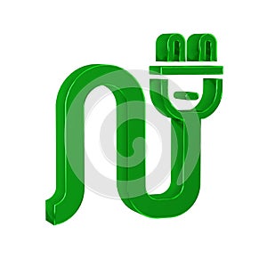 Green Electric plug icon isolated on transparent background. Concept of connection and disconnection of the electricity.