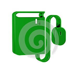 Green Electronic book with mouse icon isolated on transparent background. Online education concept. E-book badge icon.