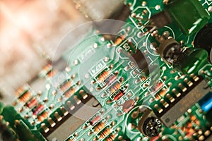 A green electronic circuit board background