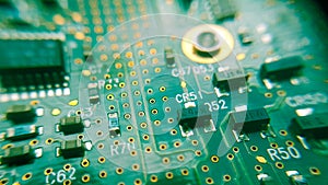 green electronic circuit board or PCB printed circuit board