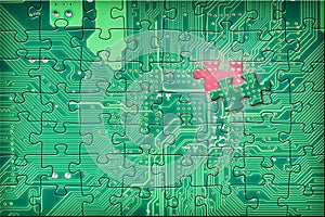 Green electronic circuit puzzle background