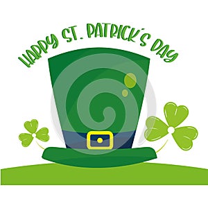 Green elvish hat with clovers Happy saint patrick day image Vector