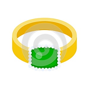 Green emerald ring, jewelry related icon, flat design