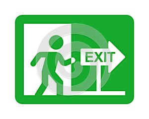 green emergency exit icon.