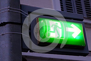 Green emergency exit sign