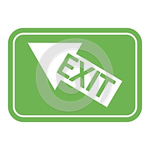 Green emergency exit sign. Route in case of fire. Left up arrow on a green background. Exit inscription on the arrow