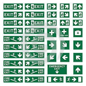 Green emergency exit signs