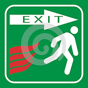 Green emergency fire safety exit sign