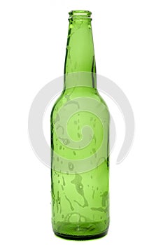 Green empty beer bottle
