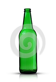 Green empty beer bottle