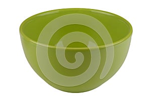 Green empty bowl isolated on white
