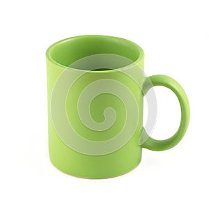 Green empty cup isolated closeup