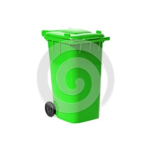 Green empty recycling bin