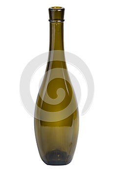 Green empty wine bottle clear isolated on the white background