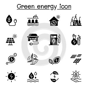 Green energy, Clean power, Eco friendly industial icon set vector illustration graphic design