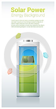 Green energy concept background with solar panel charging battery