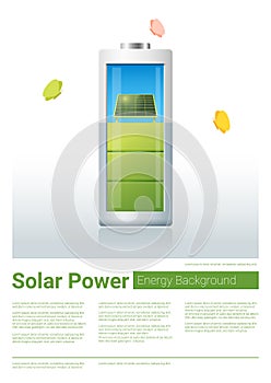 Green energy concept background with solar panel charging battery