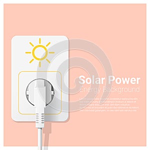 Green energy concept background with solar power and electric plug