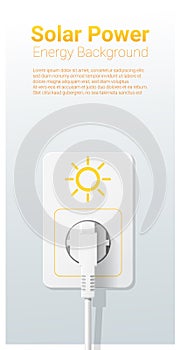 Green energy concept background with solar power and electric plug