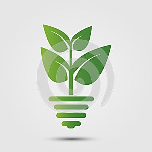 Eco green energy concept,plant growing inside light bulb