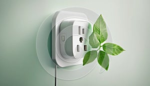 Green energy concept with wall plug