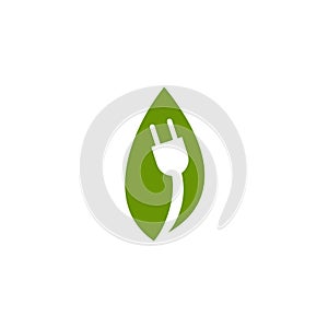 Green energy eco logo design vector template