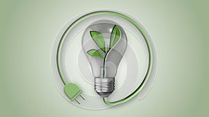 Green energy and ecology concept - eco power plug with green plant in lightbulb