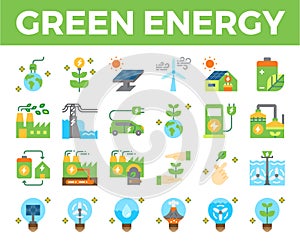 Green energy and ecology flat icon