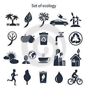Green energy and ecology icon set