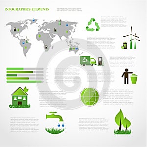 Green energy, ecology info graphics collection
