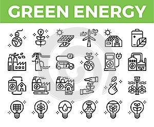 Green energy and ecology line icon