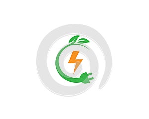 Green Energy Electrical Plug And Eco Energy power Logo Design