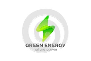 Green Energy Flash Logo vector. Thunderbolt Power