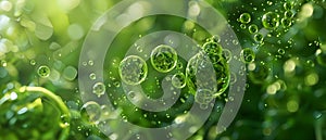 Green Energy Future: Sustainable Hydrogen Bubbles. Concept Green Energy, Sustainable Future,