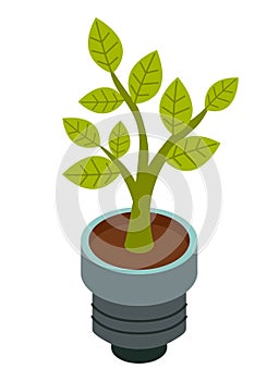 Green energy icon abstract plant bulb templates. Green technology ecosystem. Eco-friendly concept